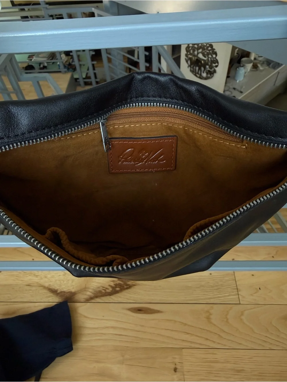 Patricia Nash Black Leather Messenger Crossbody Bag